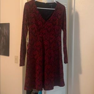 Velvet Red and Black Dress